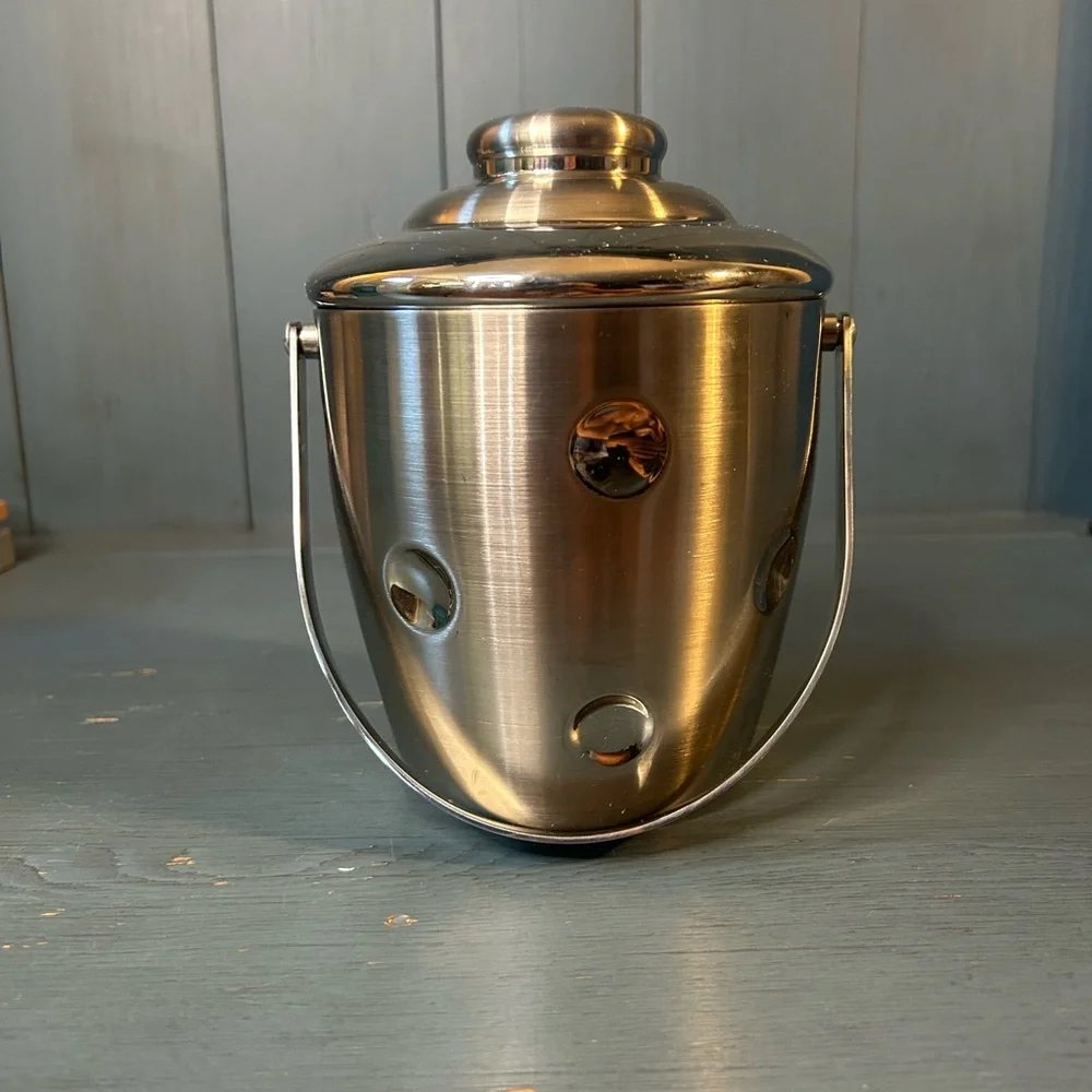Vintage Marquis by Waterford Dimpled Stainless Steel Ice Bucket w/Lid